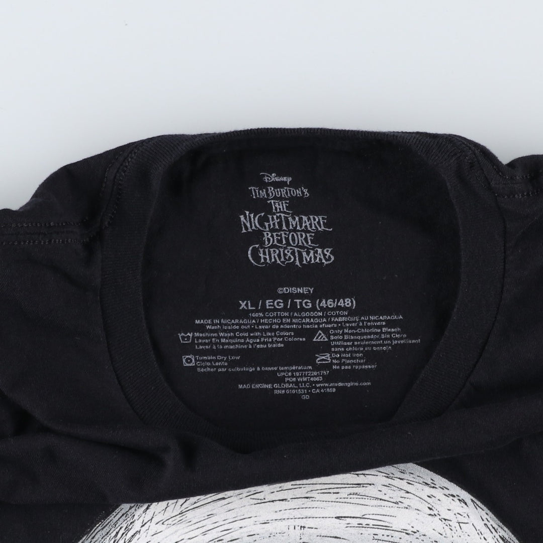 The Nightmare Before Christmas Character Print T-Shirt (Men's XL equivalent) cotton black type Vintage Second Hand