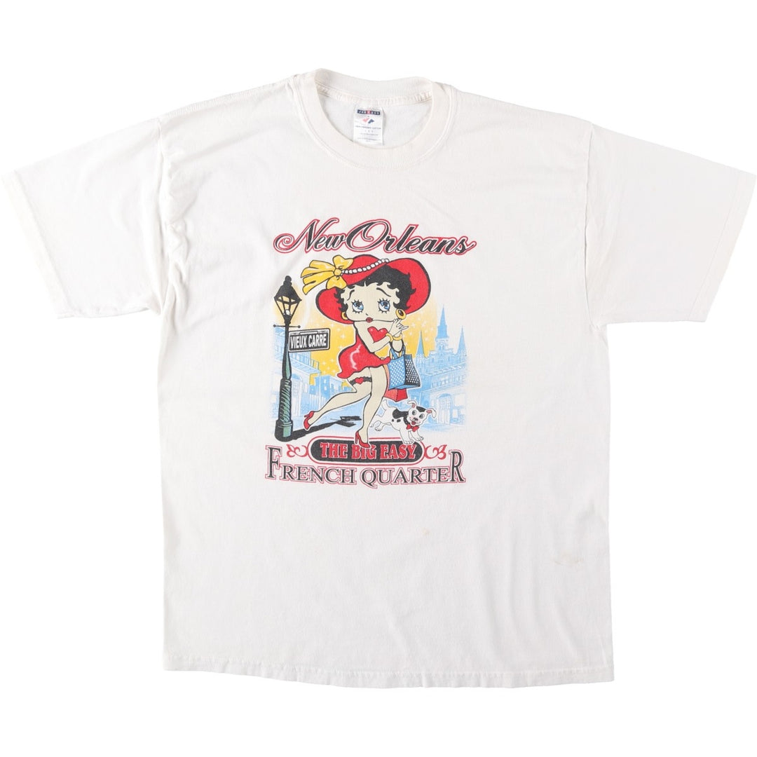 JERZEES BETTY BOOP Character Print T-Shirt (Men's Size L) cotton white type Vintage Second Hand