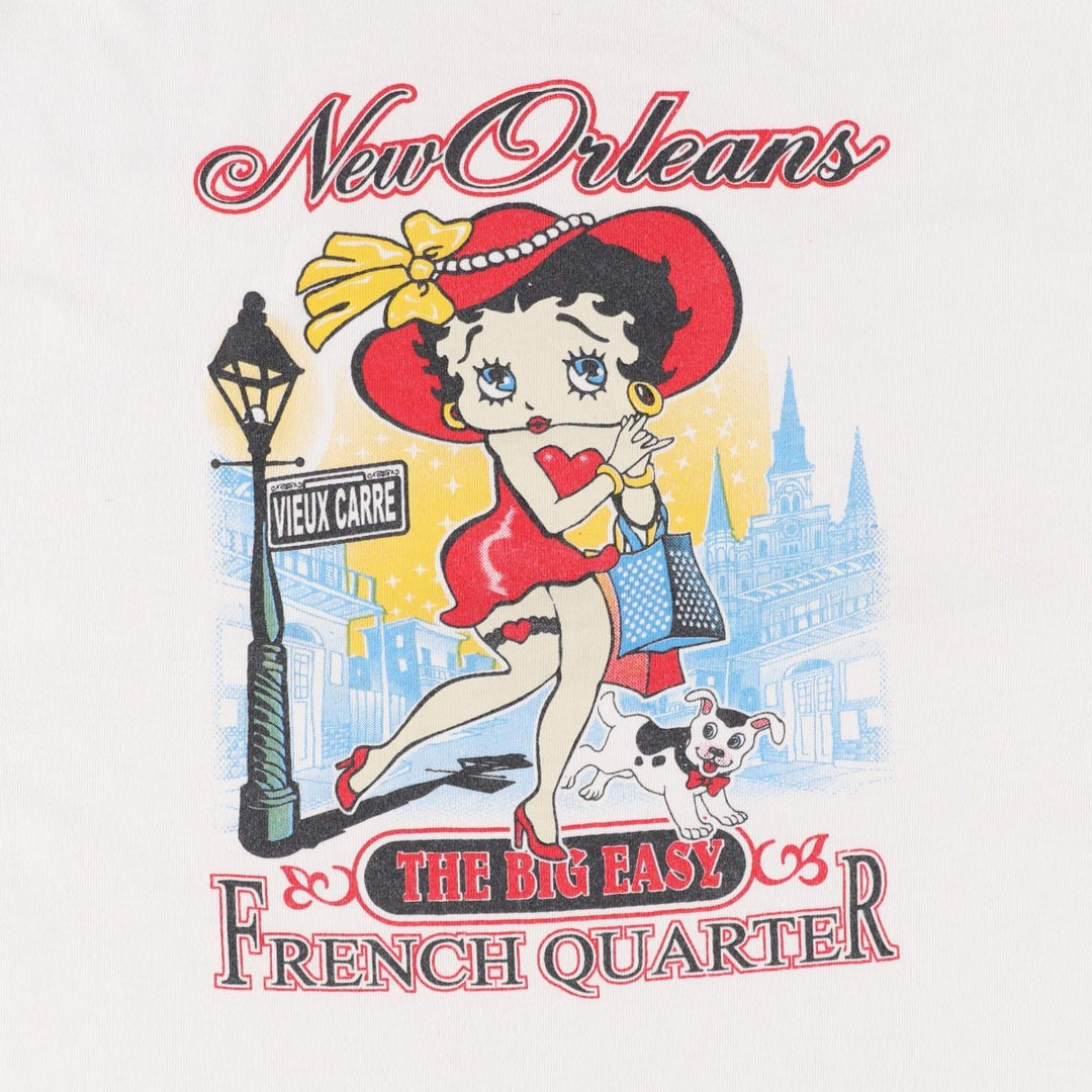 JERZEES BETTY BOOP Character Print T-Shirt (Men's Size L) cotton white type Vintage Second Hand