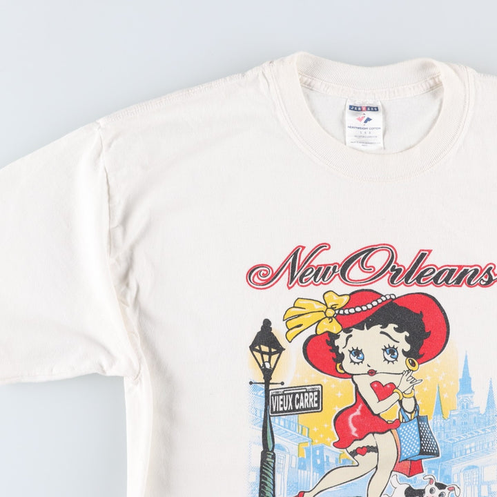 JERZEES BETTY BOOP Character Print T-Shirt (Men's Size L) cotton white type Vintage Second Hand