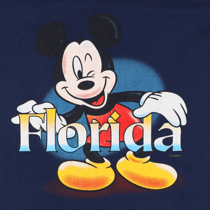 90'S Mickey Unlimited MICKEY MOUSE Character Print T-Shirt, Made in USA, Men's Size M (Equivalent), Vintage cotton navy blue type Vintage Second Hand