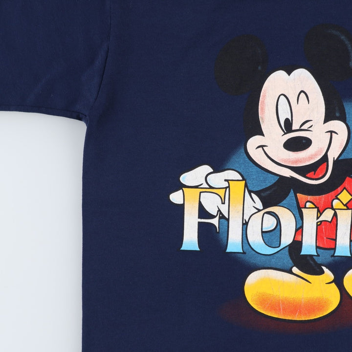 90'S Mickey Unlimited MICKEY MOUSE Character Print T-Shirt, Made in USA, Men's Size M (Equivalent), Vintage cotton navy blue type Vintage Second Hand