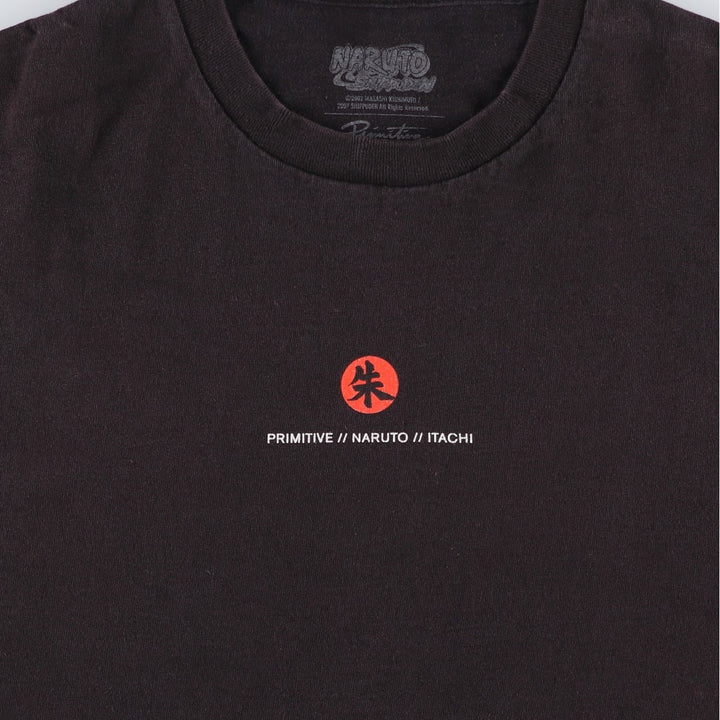 2000'S Primitive Naruto Shippuden Uchiha Itachi Anime Character Print T-Shirt (Men's Size L) cotton black type Vintage Second Hand