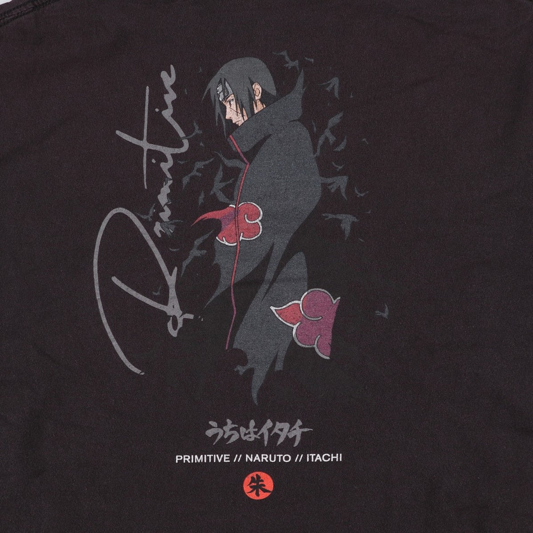 2000'S Primitive Naruto Shippuden Uchiha Itachi Anime Character Print T-Shirt (Men's Size L) cotton black type Vintage Second Hand