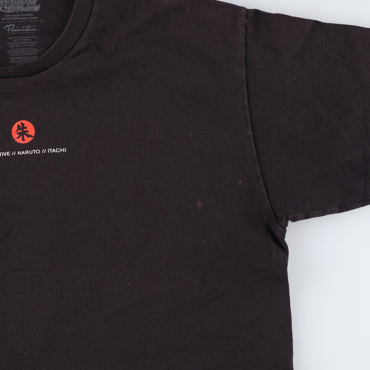2000'S Primitive Naruto Shippuden Uchiha Itachi Anime Character Print T-Shirt (Men's Size L) cotton black type Vintage Second Hand