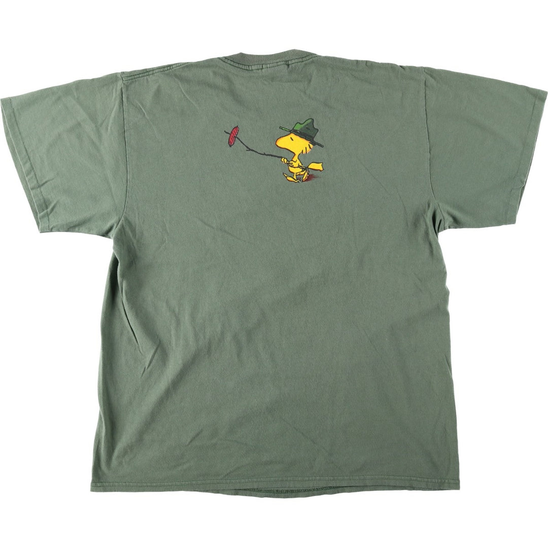 90'S CHANGES SNOOPY Woodstock Character Print T-Shirt, Made in USA, Men's XL (approx.) Vintage cotton Khaki type Vintage Second Hand