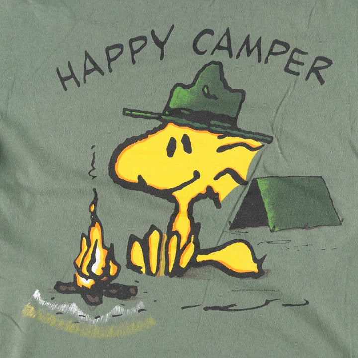 90'S CHANGES SNOOPY Woodstock Character Print T-Shirt, Made in USA, Men's XL (approx.) Vintage cotton Khaki type Vintage Second Hand