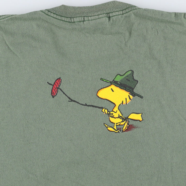 90'S CHANGES SNOOPY Woodstock Character Print T-Shirt, Made in USA, Men's XL (approx.) Vintage cotton Khaki type Vintage Second Hand