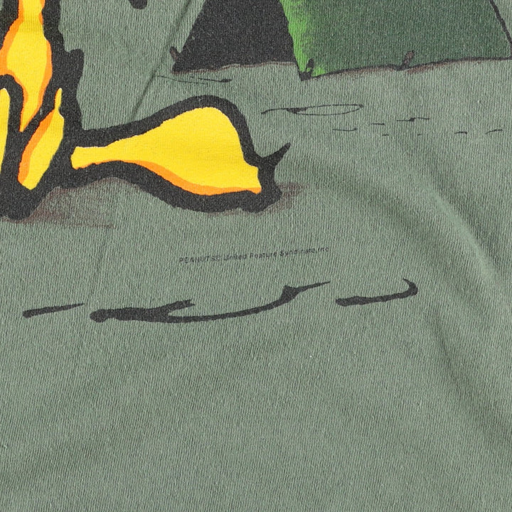90'S CHANGES SNOOPY Woodstock Character Print T-Shirt, Made in USA, Men's XL (approx.) Vintage cotton Khaki type Vintage Second Hand