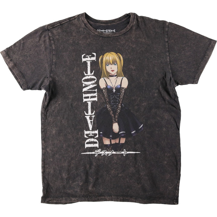 DEATH NOTE Misa Misa Anime Character Print T-Shirt (Men's Size L) cotton black type Vintage Second Hand