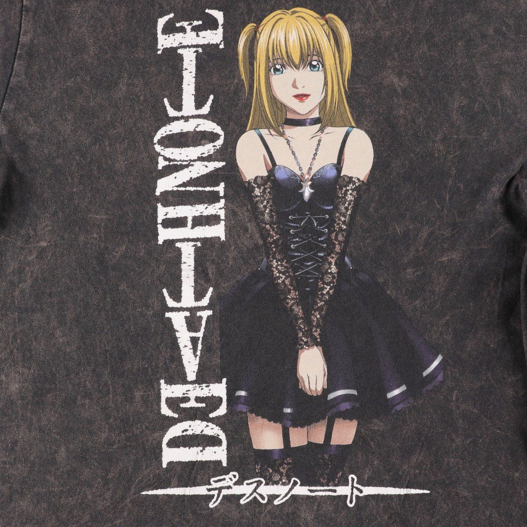 DEATH NOTE Misa Misa Anime Character Print T-Shirt (Men's Size L) cotton black type Vintage Second Hand