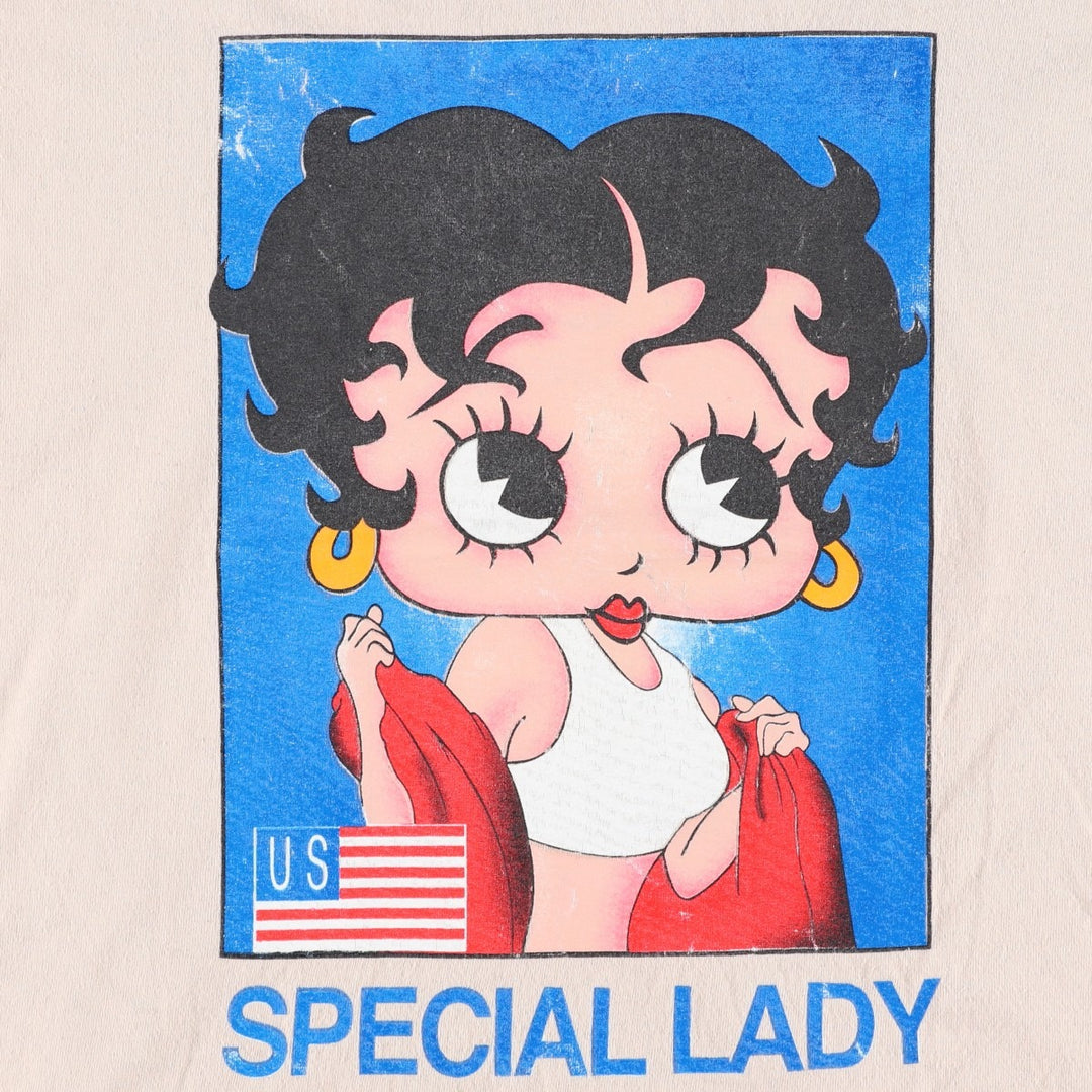 Gildan Betty Boop character print T-shirt, men's size L (approx.) cotton Beige type Vintage Second Hand