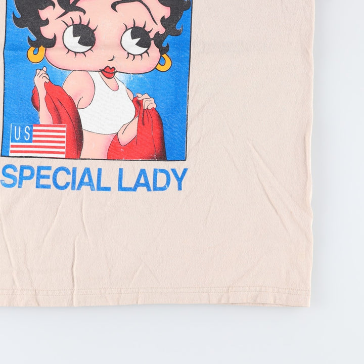 Gildan Betty Boop character print T-shirt, men's size L (approx.) cotton Beige type Vintage Second Hand