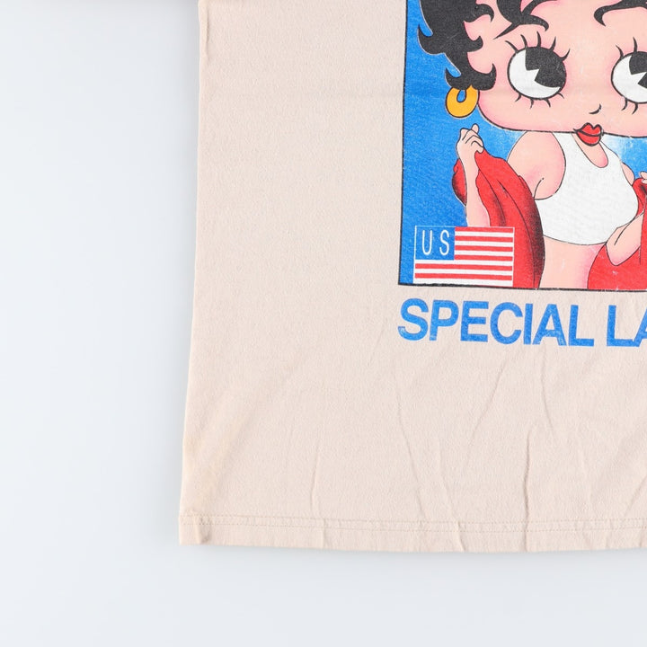 Gildan Betty Boop character print T-shirt, men's size L (approx.) cotton Beige type Vintage Second Hand