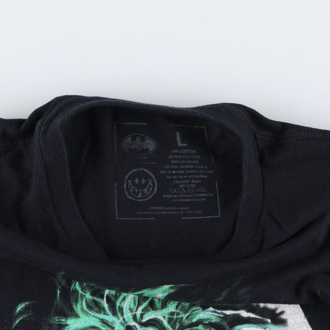 BATMAN Batman Joker character print T-shirt Men's L size cotton black type Vintage Second Hand