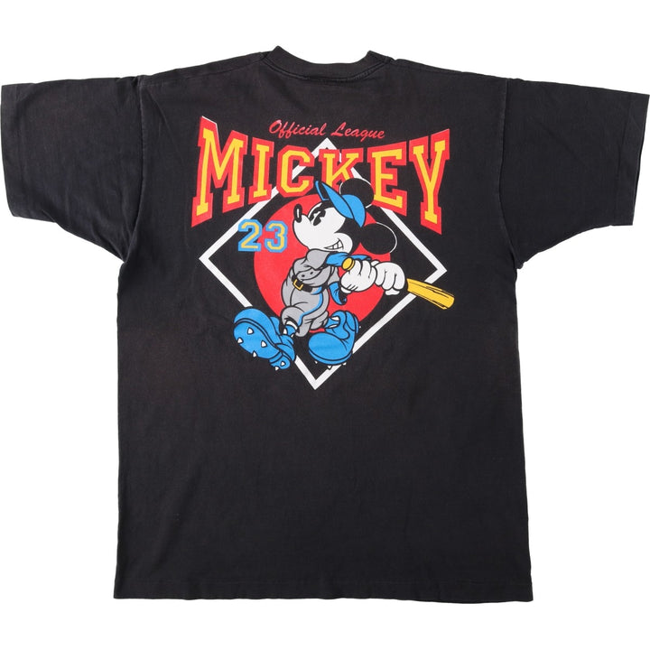 90'S MICKEY AND CO. MICKEY MOUSE Mickey Mouse Character Print T-Shirt, Men's XL (approx.), Vintage cotton black type Vintage Second Hand