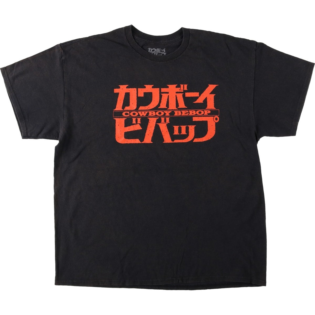 COWBOY BEEBOP Cowboy Bebop Anime Character Print T-shirt Men's L size cotton black type Vintage Second Hand