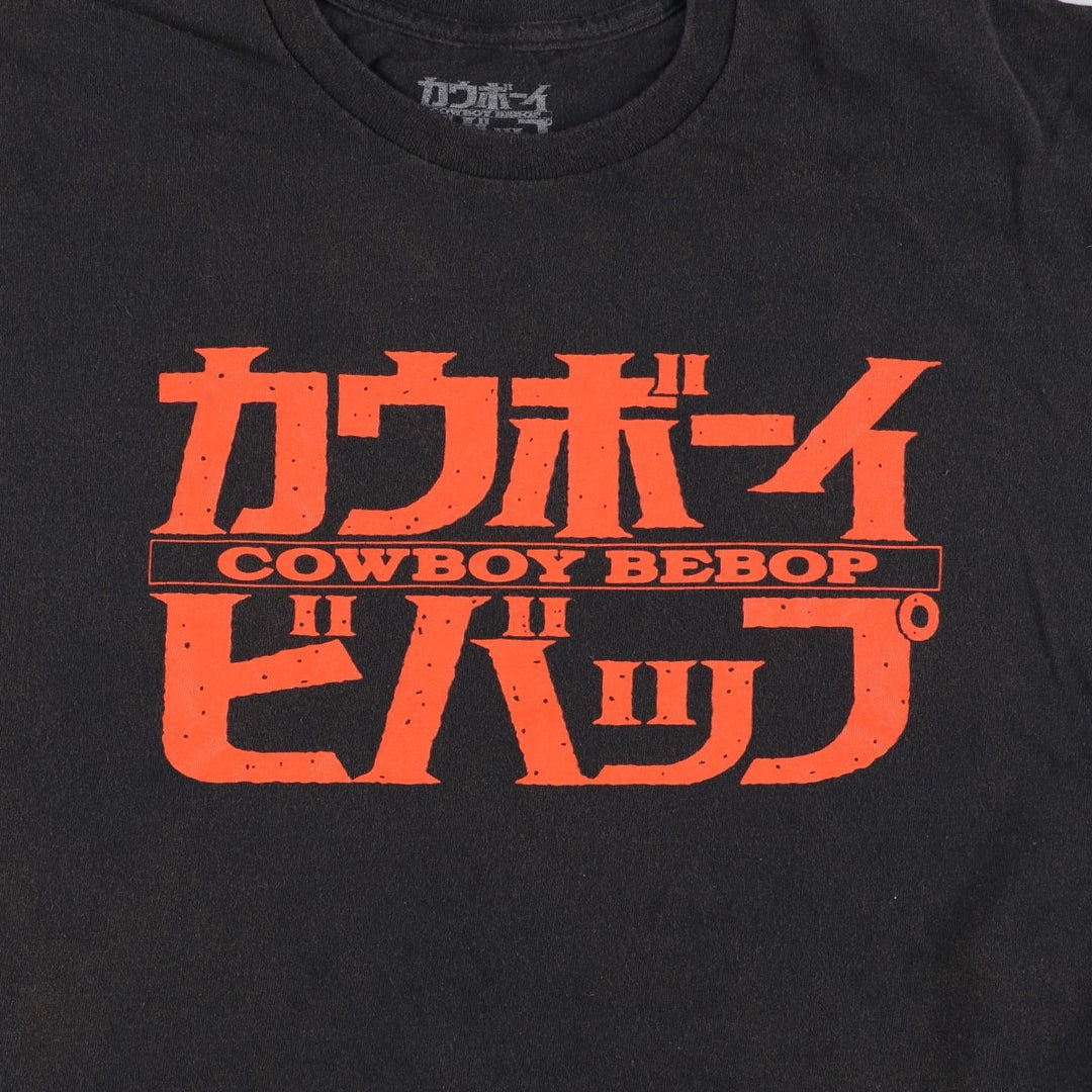 COWBOY BEEBOP Cowboy Bebop Anime Character Print T-shirt Men's L size cotton black type Vintage Second Hand