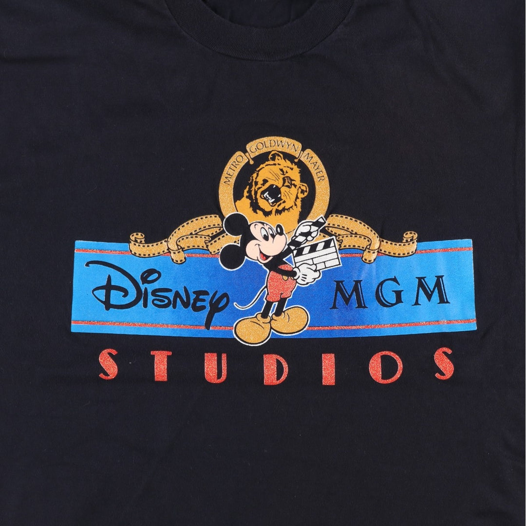 80'S Disney MICKEY MOUSE character print T-shirt, Made in USA, Men's XL equivalent, Vintage cotton black type Vintage Second Hand