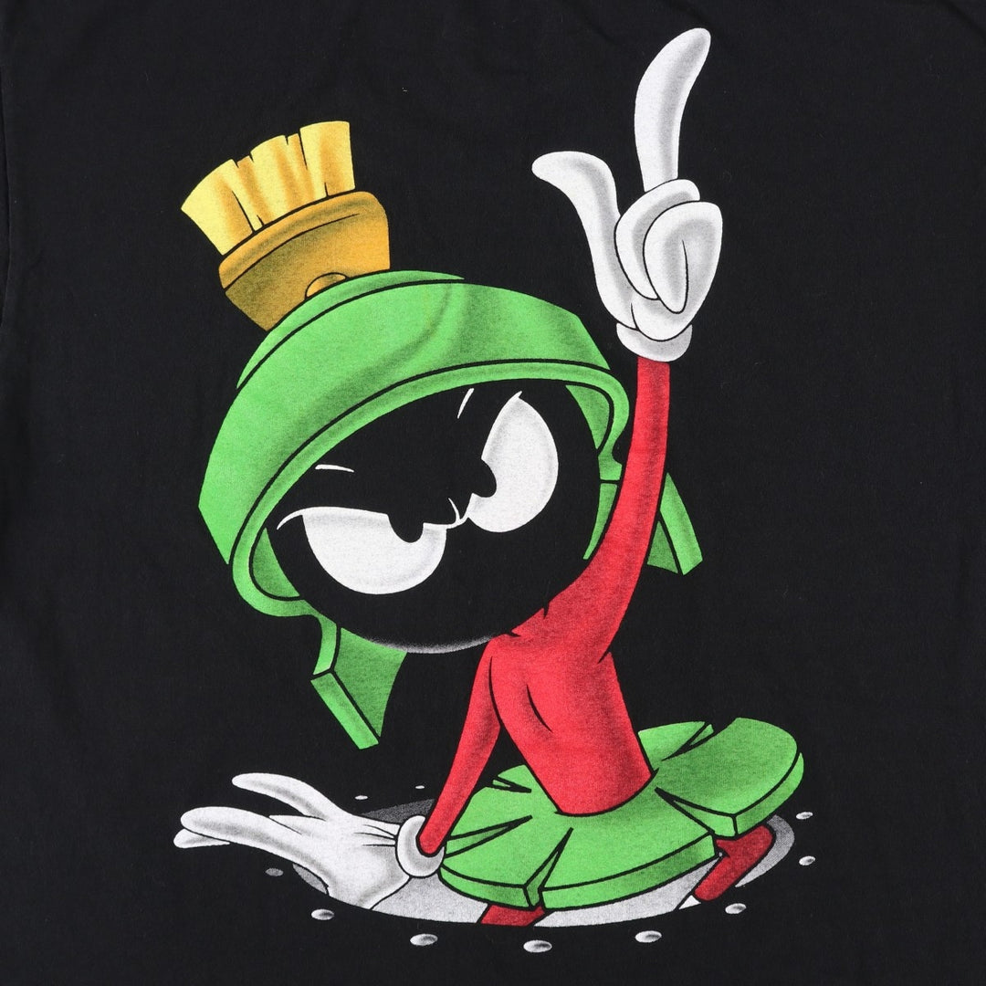 Warner Bros Studio Store Looney Tunes Marvin the Martian Character Print T-Shirt, Made in USA, Men's XL (approx.) cotton black type Vintage Second Hand