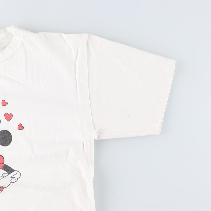 1980'S Disney MINNIE MOUSE character print T-shirt, Made in USA, Men's size L equivalent, Vintage cotton white type Vintage Second Hand