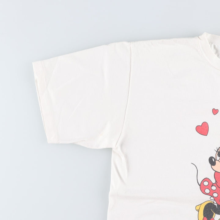 1980'S Disney MINNIE MOUSE character print T-shirt, Made in USA, Men's size L equivalent, Vintage cotton white type Vintage Second Hand