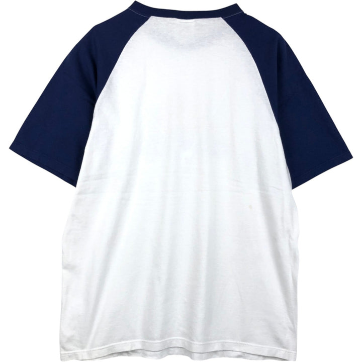 90s-00'S Adidas two-tone logo print T-shirt, made in USA, men's size L equivalent. cotton white type Vintage Second Hand