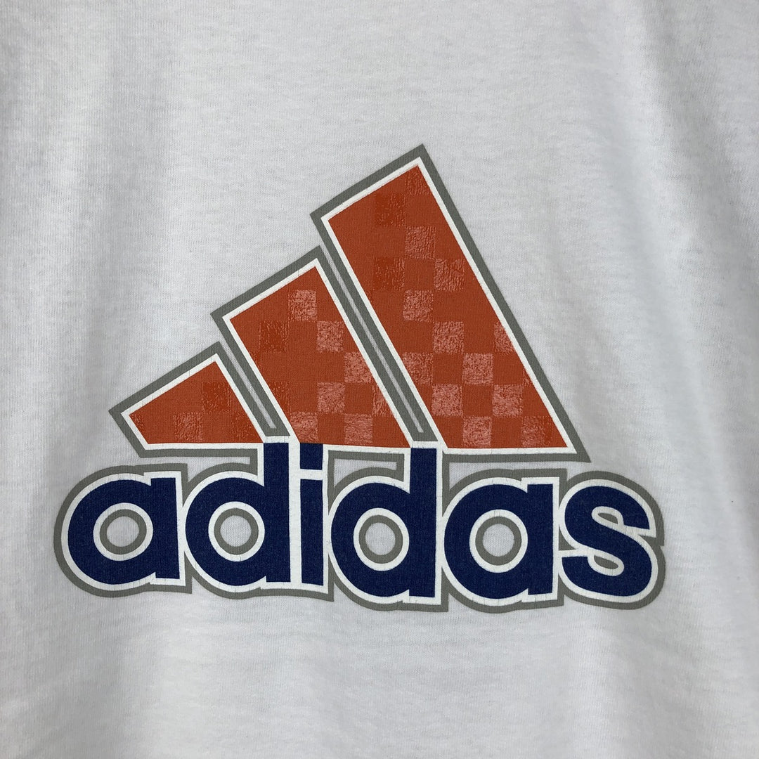 90s-00'S Adidas two-tone logo print T-shirt, made in USA, men's size L equivalent. cotton white type Vintage Second Hand