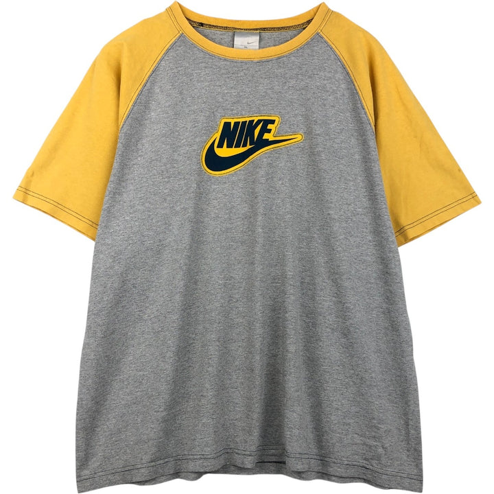 2000'S Nike Two-Tone Logo Print T-Shirt, Made in Canada, Men's Size XL (approx.) cotton gray type Vintage Second Hand