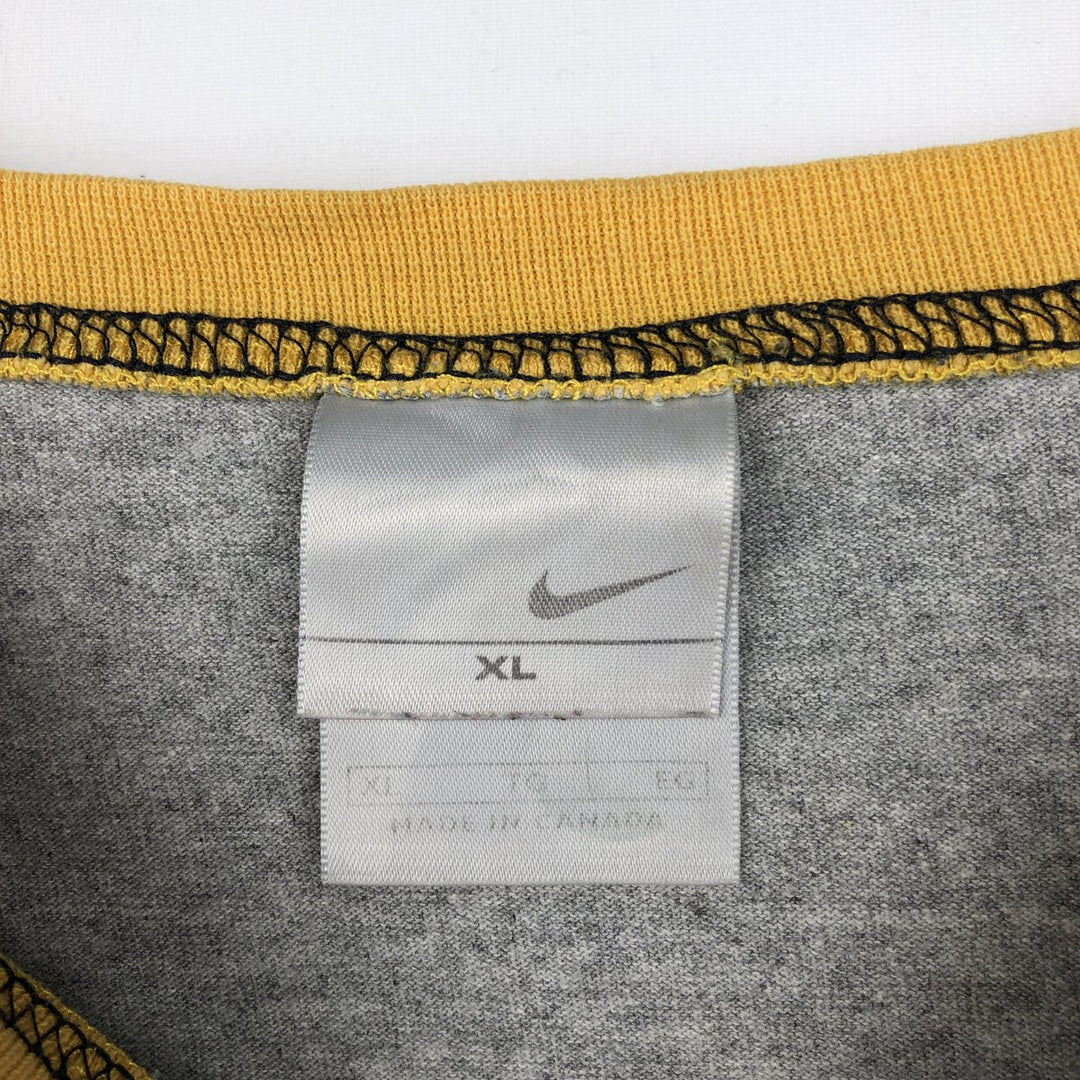 2000'S Nike Two-Tone Logo Print T-Shirt, Made in Canada, Men's Size XL (approx.) cotton gray type Vintage Second Hand