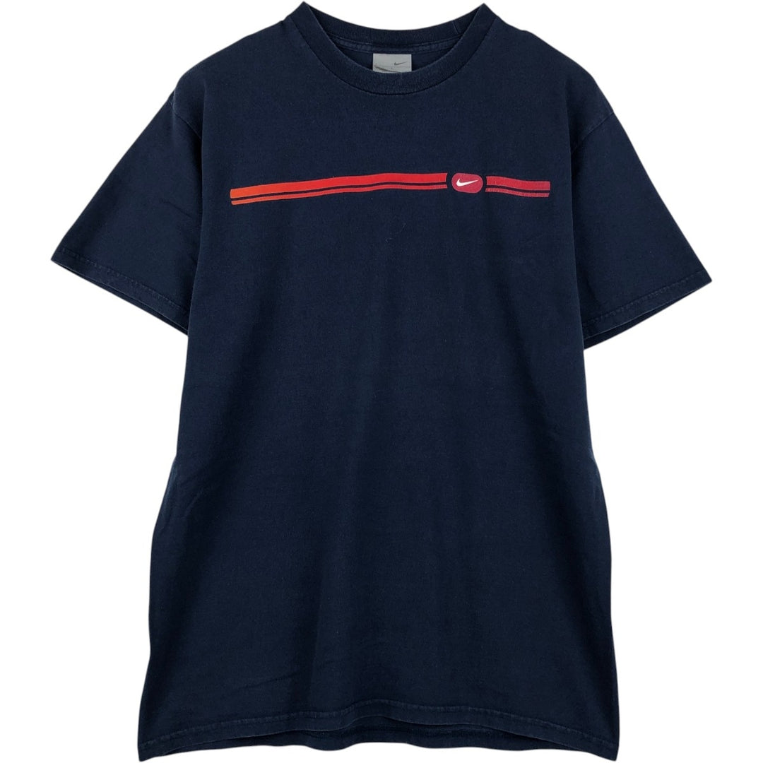 00'S Nike logo print T-shirt, men's size L cotton navy blue type Vintage Second Hand