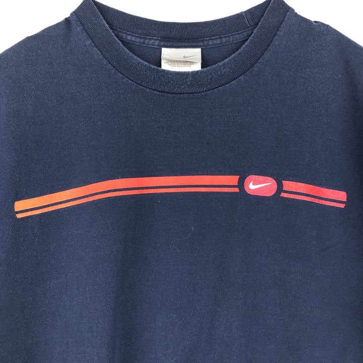 00'S Nike logo print T-shirt, men's size L cotton navy blue type Vintage Second Hand