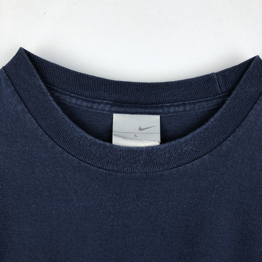 00'S Nike logo print T-shirt, men's size L cotton navy blue type Vintage Second Hand
