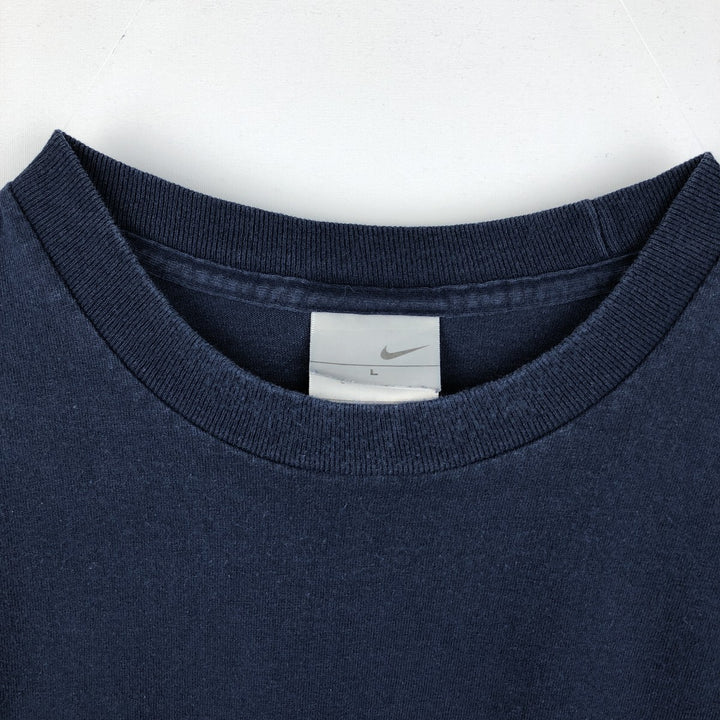00'S Nike logo print T-shirt, men's size L cotton navy blue type Vintage Second Hand