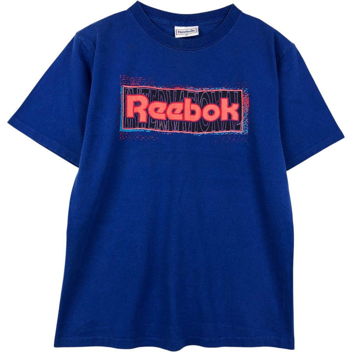 90'S Reebok Logo Print T-Shirt Made in USA Men's M Size Vintage cotton blue type Vintage Second Hand