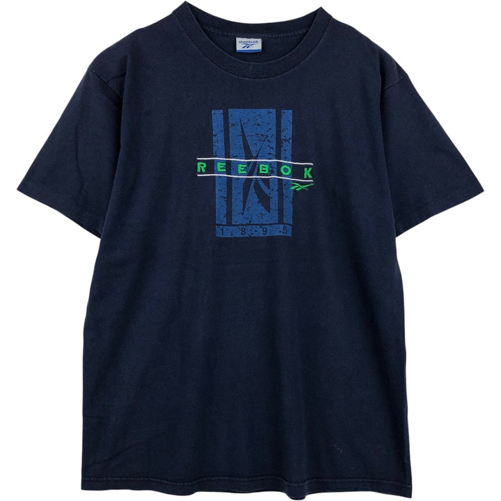 90'S Reebok Logo T-Shirt, Made in USA, Men's Size L (approx.), Vintage cotton navy blue type Vintage Second Hand