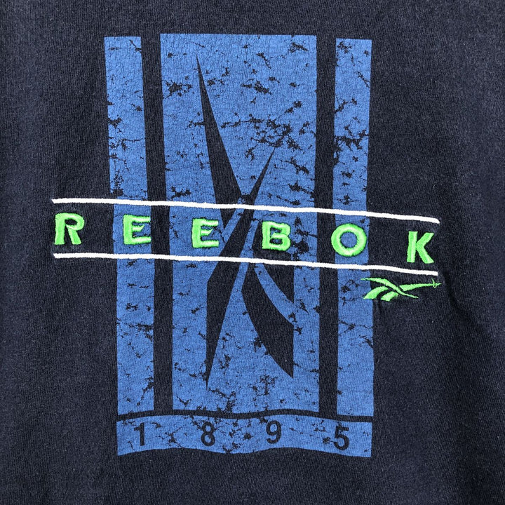 90'S Reebok Logo T-Shirt, Made in USA, Men's Size L (approx.), Vintage cotton navy blue type Vintage Second Hand