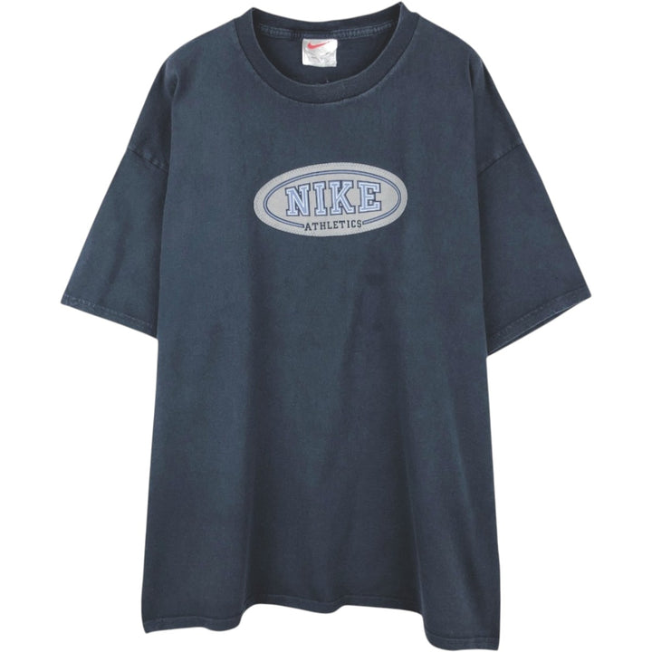 90'S Nike logo print T-shirt, men's XXL size, vintage cotton navy blue type Vintage Second Hand