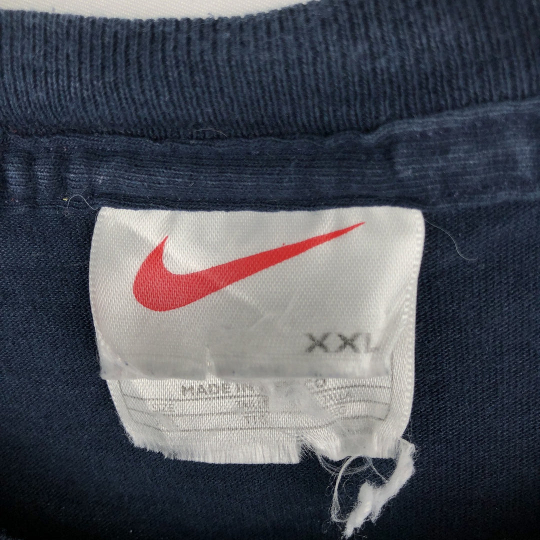 90'S Nike logo print T-shirt, men's XXL size, vintage cotton navy blue type Vintage Second Hand