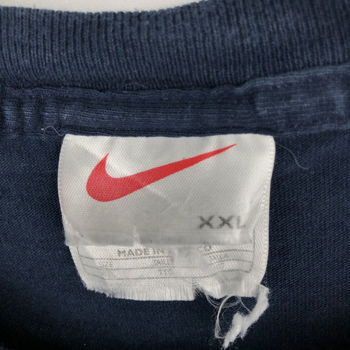 90'S Nike logo print T-shirt, men's XXL size, vintage cotton navy blue type Vintage Second Hand