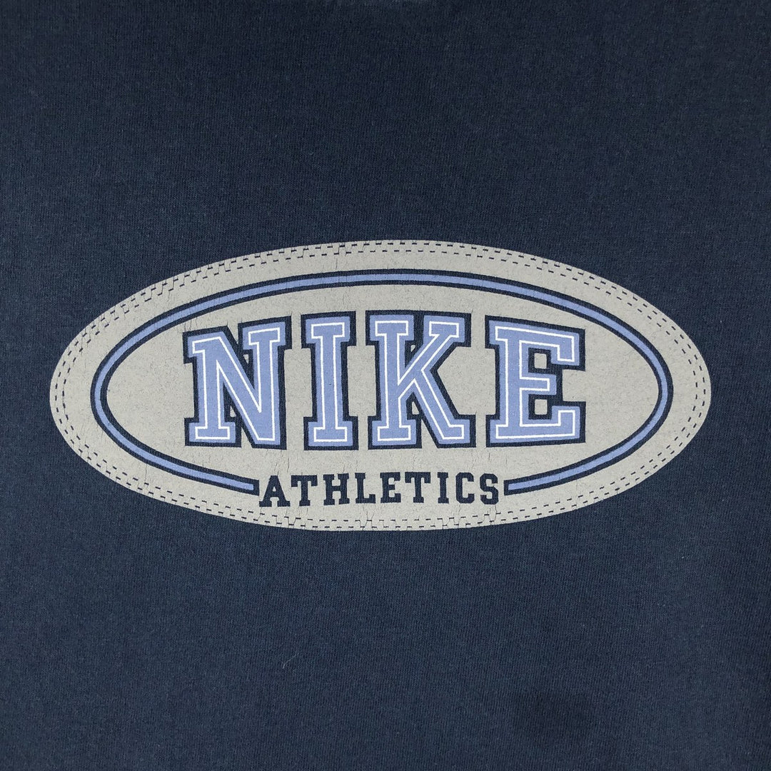 90'S Nike logo print T-shirt, men's XXL size, vintage cotton navy blue type Vintage Second Hand