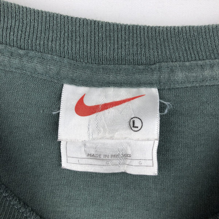 90'S Nike Logo Print T-Shirt, Men's Size L, Vintage cotton green type Vintage Second Hand