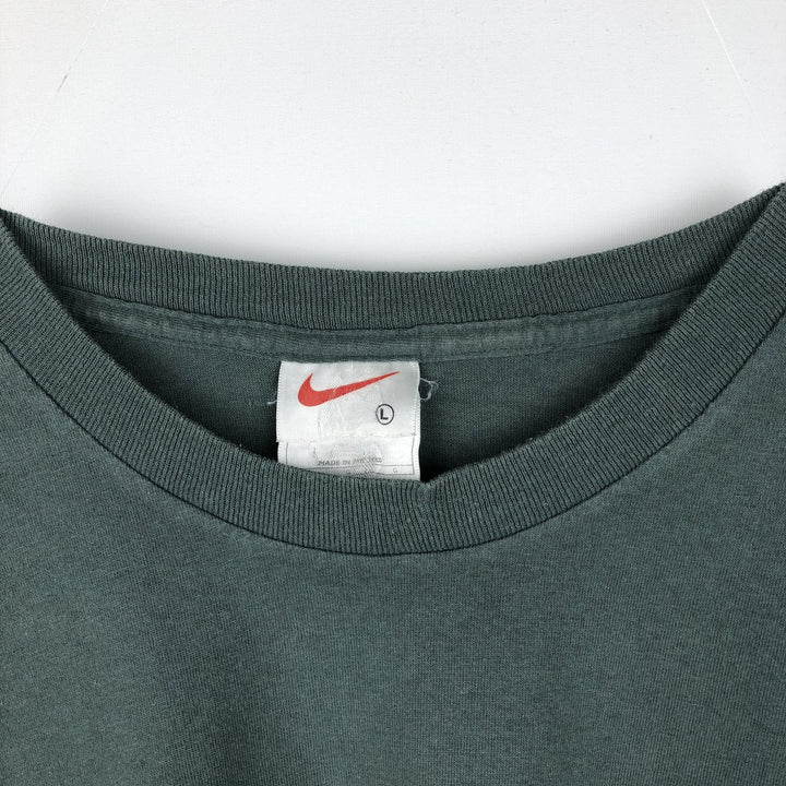90'S Nike Logo Print T-Shirt, Men's Size L, Vintage cotton green type Vintage Second Hand