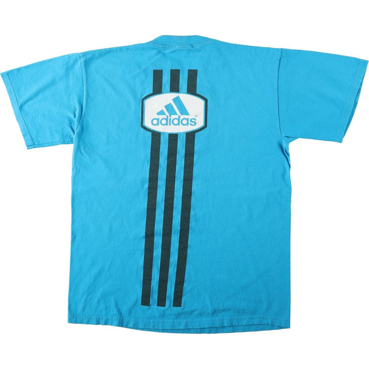 Adidas logo t-shirt, made in USA, men's size M equivalent. cotton turquoise blue Vintage Second Hand