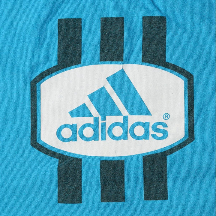 Adidas logo t-shirt, made in USA, men's size M equivalent. cotton turquoise blue Vintage Second Hand