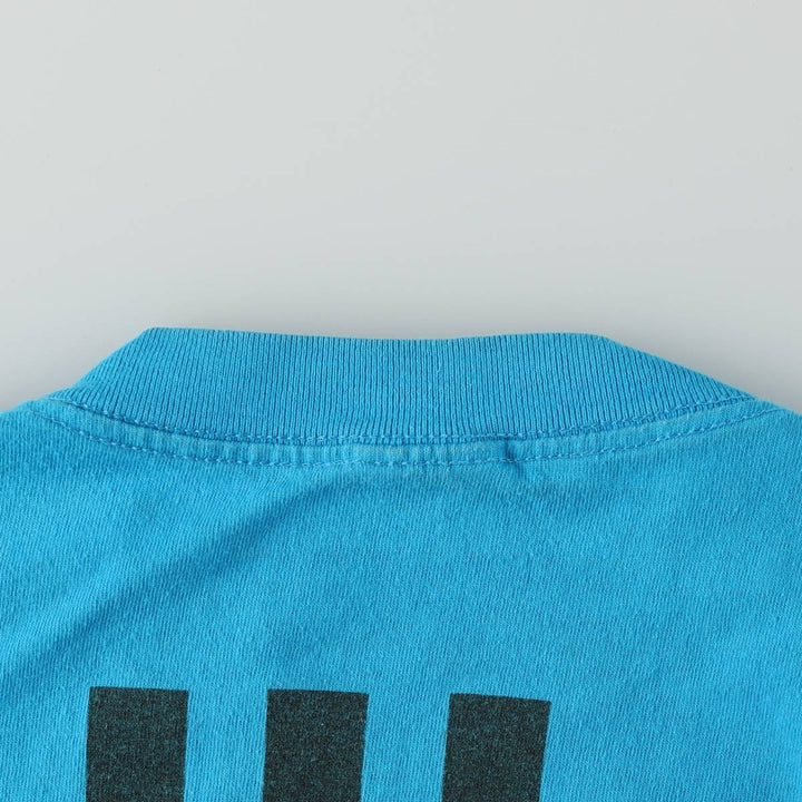 Adidas logo t-shirt, made in USA, men's size M equivalent. cotton turquoise blue Vintage Second Hand