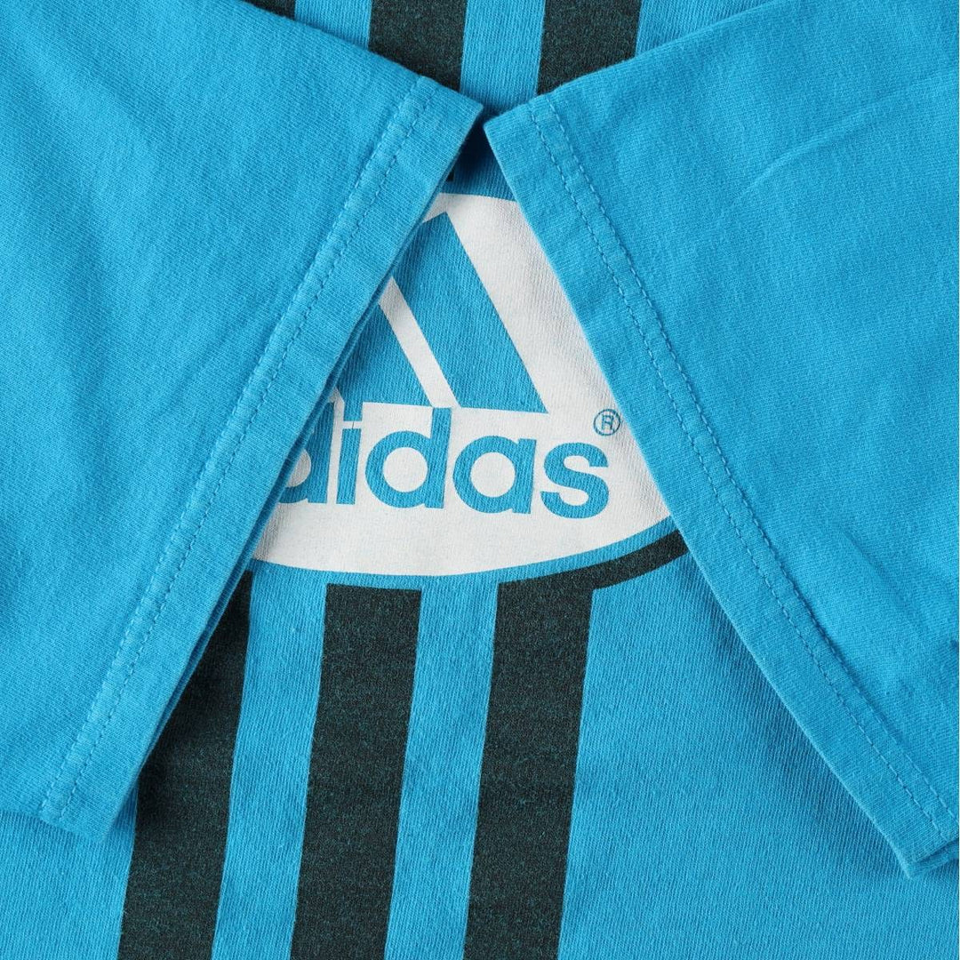 Adidas logo t-shirt, made in USA, men's size M equivalent. cotton turquoise blue Vintage Second Hand