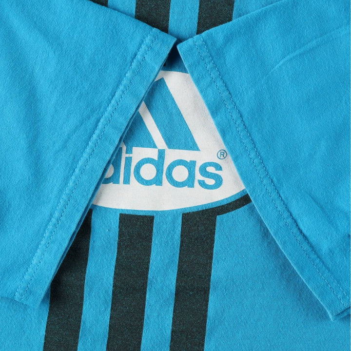 Adidas logo t-shirt, made in USA, men's size M equivalent. cotton turquoise blue Vintage Second Hand
