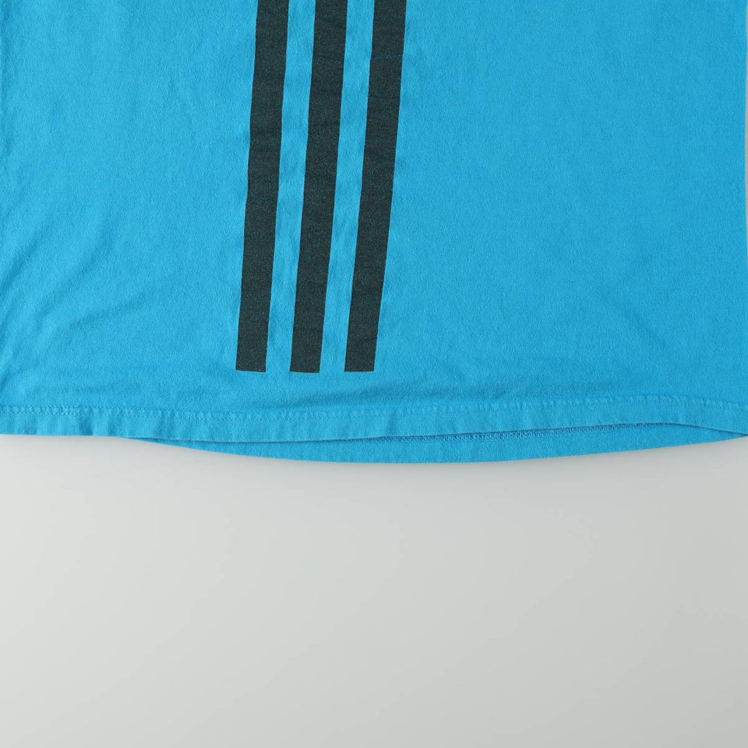 Adidas logo t-shirt, made in USA, men's size M equivalent. cotton turquoise blue Vintage Second Hand