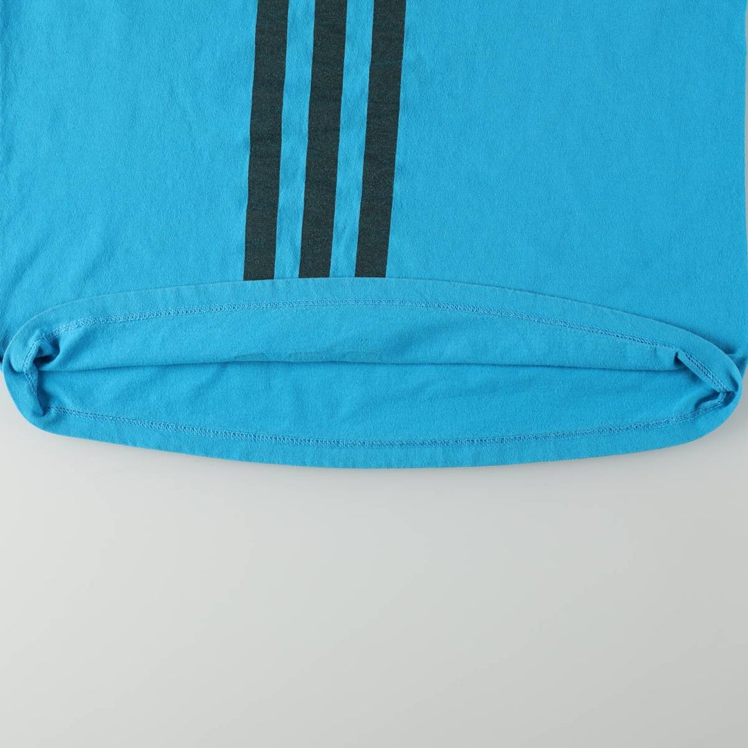 Adidas logo t-shirt, made in USA, men's size M equivalent. cotton turquoise blue Vintage Second Hand